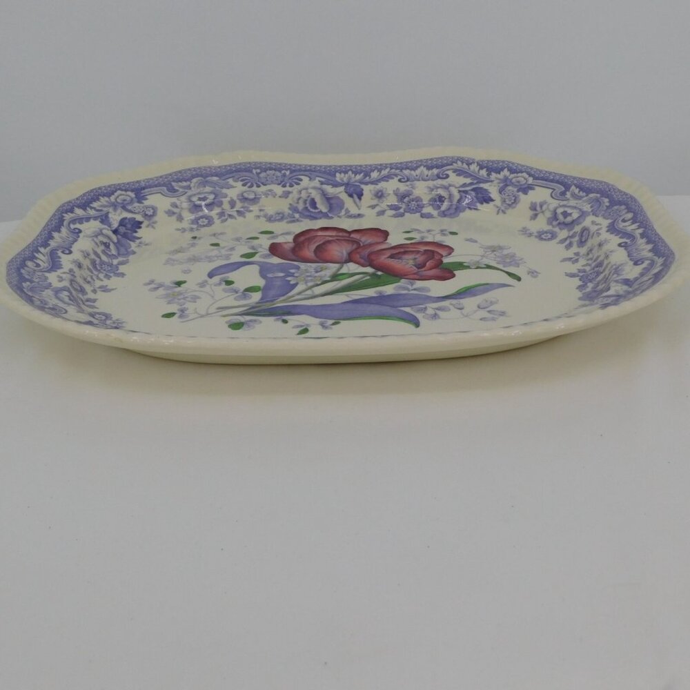 Spode Mayflower Fine China Old Backstamp 15" Oval Serving Platter England VTG - Picture 4 of 11